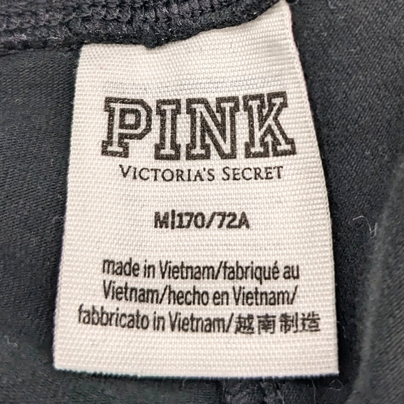 PINK Victoria's Secret Leggings Black W/ Blue Words Women's Size Medium 170/72A - Picture 3 of 3